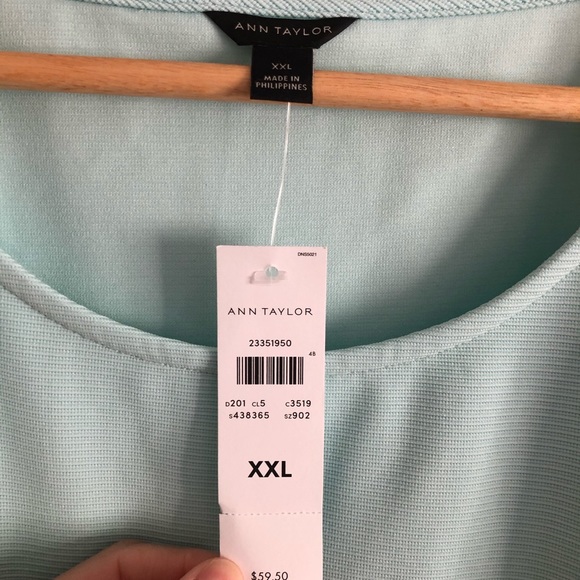 Ann Taylor Light Blue Ruffle Bottom Textur… - Picture 2 of 6